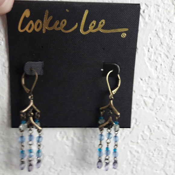 Cookie Lee Waterfall Earrings Beaded Blue NEW - Picture 4 of 4